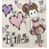 Ballet Ballerina Danseuse Avec Coeurs et Oiseaux