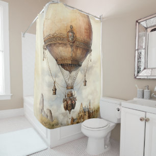 Rideaux De Douche Ballon à air chaud à vapeur vintage
