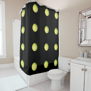 Rideaux De Douche Ballons De Golf Jaune Sur Noir,