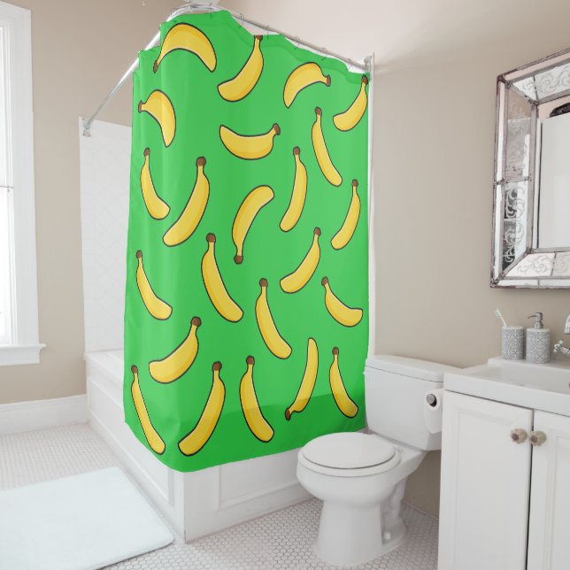 Rideaux De Douche Bananes au vert citron (En situation)