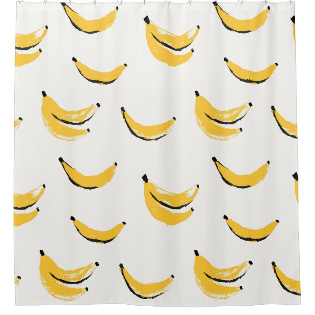 Rideaux De Douche Bananes dessinées à la main, motif sans couture él (Devant)