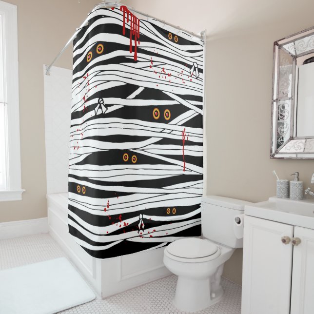 Rideaux De Douche Bandages de maman zombie d'Halloween Déplaisants y (En situation)