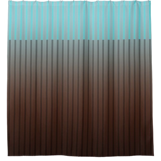 Rideaux De Douche Bande Turquoise et Brown (Devant)