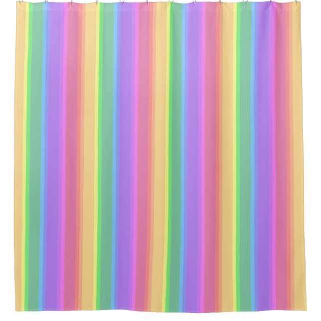 Rideaux De Douche Bandes arc-en-ciel pastel (Devant)