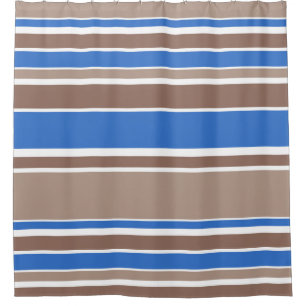 Rideaux De Douche Bandes Brown et bleues