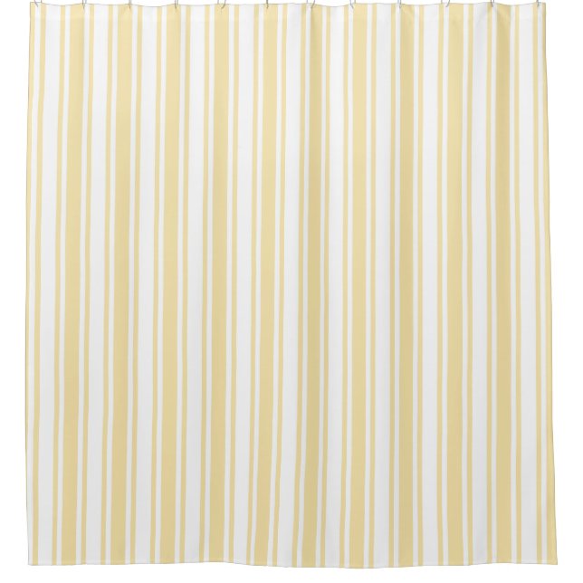 Rideaux De Douche Bandes de bonbons jaune pâle et blanc (Devant)
