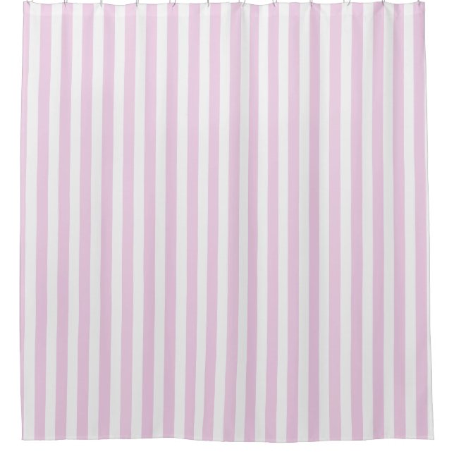 Rideaux De Douche Bandes de bonbons rose pâle et blanc (Devant)
