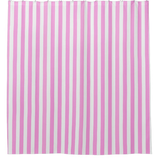 Rideaux De Douche Bandes de bonbons roses et blanches (Devant)