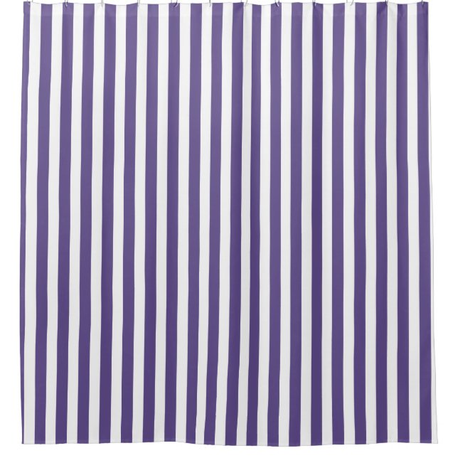 Rideaux De Douche Bandes de bonbons ultra violettes et blanches (Devant)