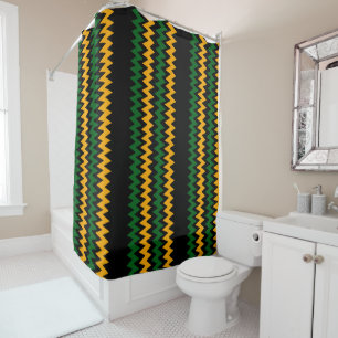 Rideaux De Douche Bandes de Chevron vert et jaune or