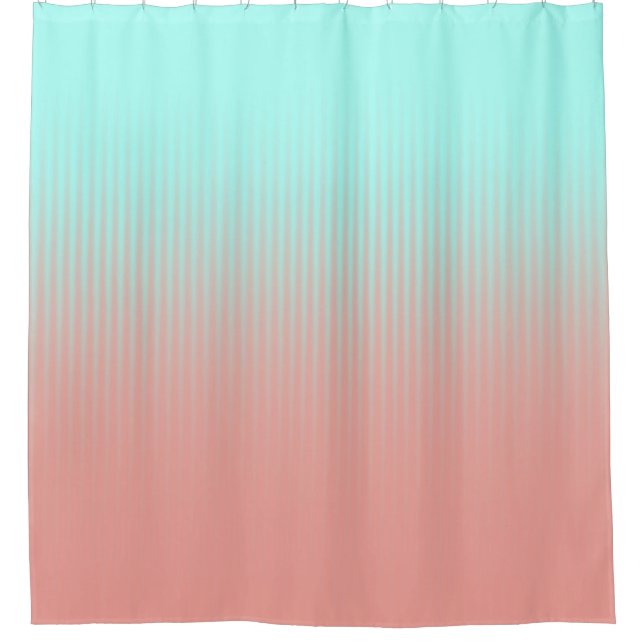 Rideaux De Douche Bandes de corail et de turquoise (Devant)