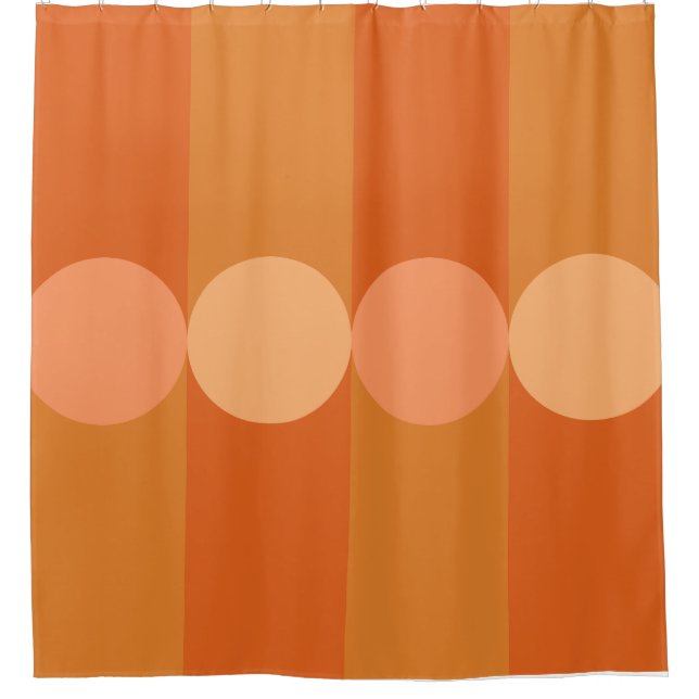 Rideaux De Douche Bandes de géométrie rétro Cercles orange (Devant)