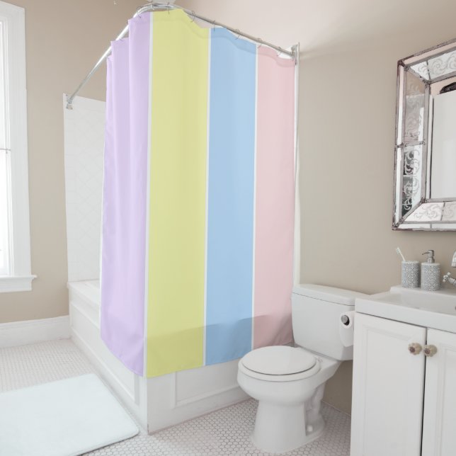 Rideaux De Douche Bandes de printemps Pastel (En situation)