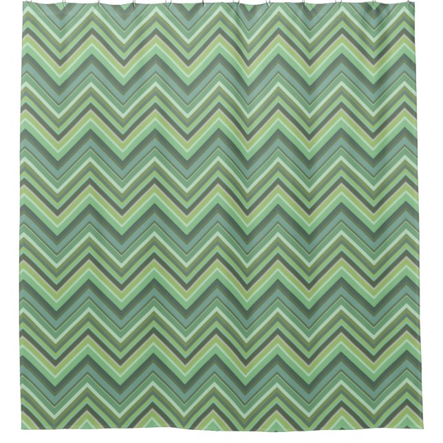 Rideaux De Douche Bandes de zigzag vert olive (Devant)