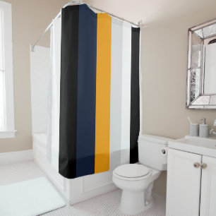 Rideaux De Douche Bandes jaunes, bleues, blanches et noires