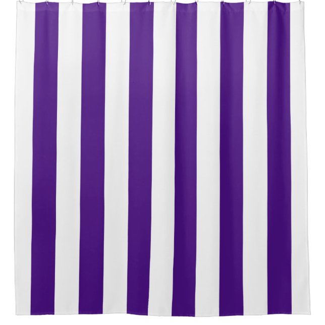 Rideaux De Douche Bandes larges classiques, violettes et blanches (Devant)