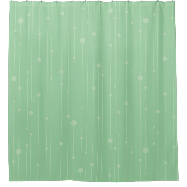 Rideaux De Douche Bandes mininales et points vert menthe moderne (Devant)