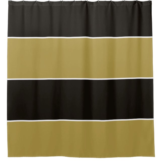 Rideaux De Douche Bandes noires, dorées et blanches (Devant)