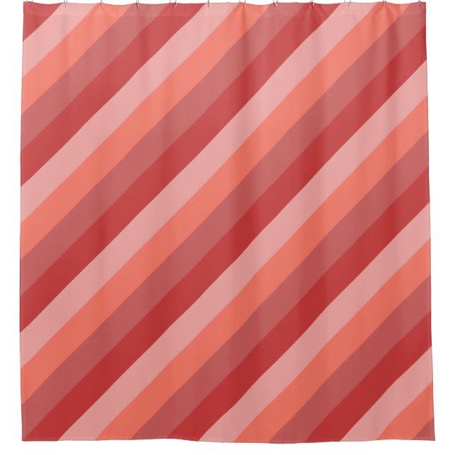 Rideaux De Douche Bandes roses de corail (Devant)