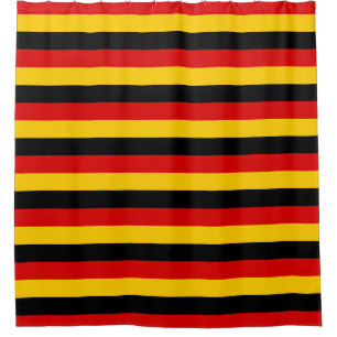 Rideaux De Douche Bandes rouge jaune et noire