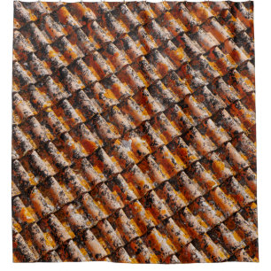 Rideaux De Douche Bardeaux de toit orange et noir