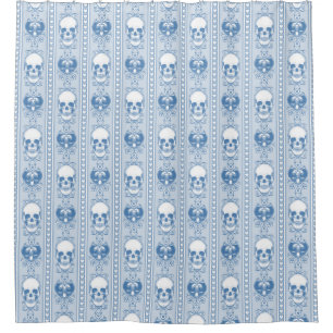 Rideaux De Douche Baroque Crâne Motif bleu