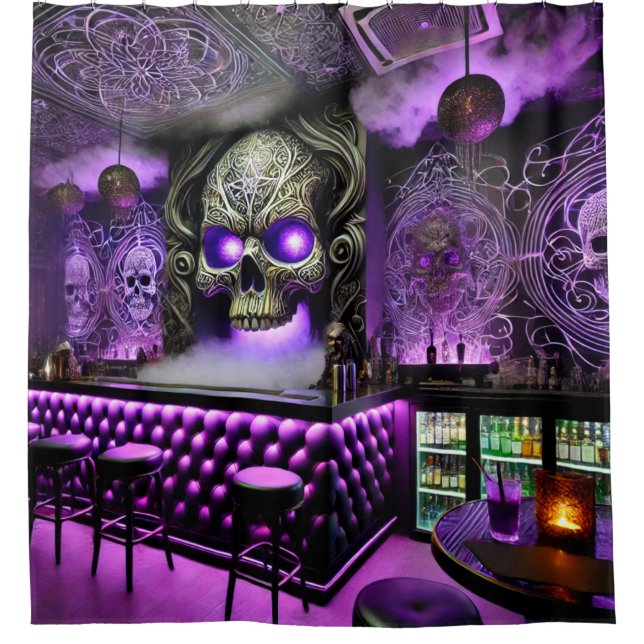 Rideaux De Douche Barre crâne violette (Devant)