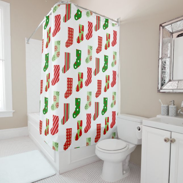 Rideaux De Douche Bas de Noël (En situation)