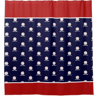 Rideaux De Douche Baseball sur Navy Blue Name Sports Room Boys