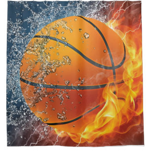 Rideaux De Douche Basket-ball en flammes