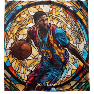 Rideaux De Douche Basket-ball en verre mignon Imaginaire