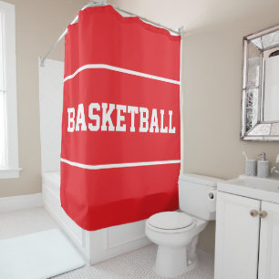 Rideaux De Douche BASKETBALL amusant Textes Blancs Rayures sur fond