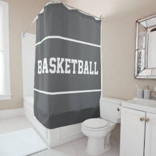 Rideaux De Douche BASKETBALL amusant Textes Blancs Rayures Sur Gris