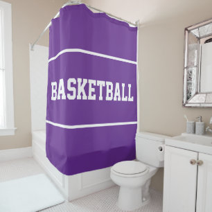 Rideaux De Douche BASKETBALL amusant Textes Blancs Rayures sur Viole