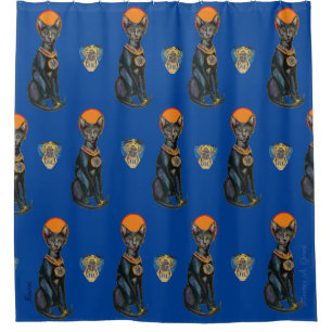 Rideaux De Douche Bastet Black Cat égyptien Scarab Maureen Girard