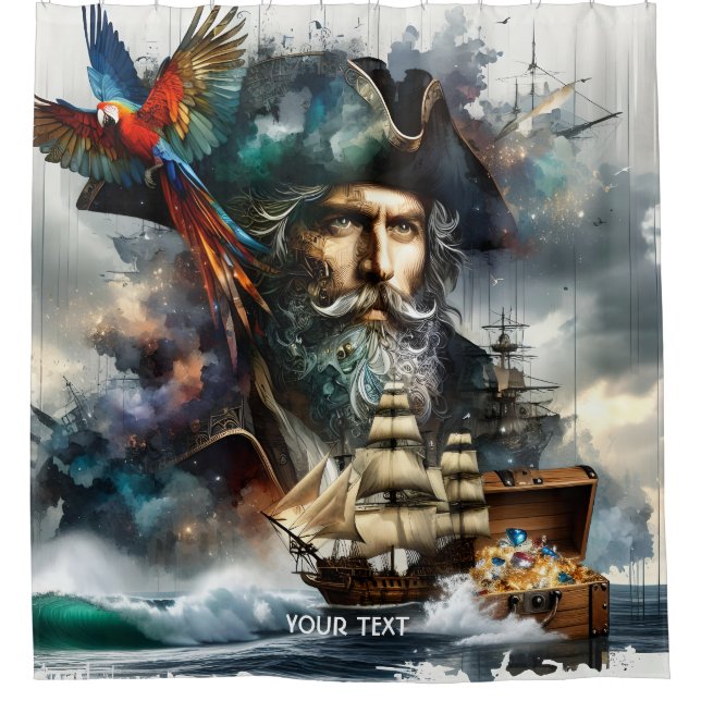 Rideaux De Douche Bateau de mer Pirate d'Imaginaire mignon (Devant)
