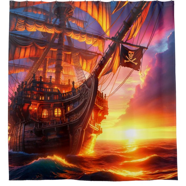 Rideaux De Douche Bateau Pirate Sunset (Devant)