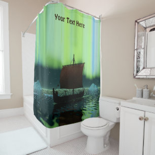 Rideaux De Douche Bateau Viking Sous Lumière Du Nord