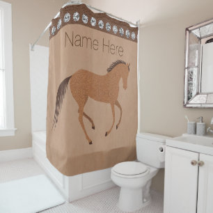 Rideaux De Douche Bath rustique de cuir de Faux de cheval et argent