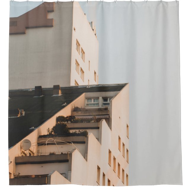 RIDEAUX DE DOUCHE BÂTIMENT EN BÉTON BLANC (Devant)