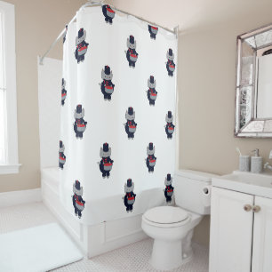 Rideaux De Douche Batteur de fanfare féline bleu marine rouge