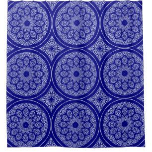 Rideaux De Douche Bazar de Boho, mélange et motif de cobalt de match