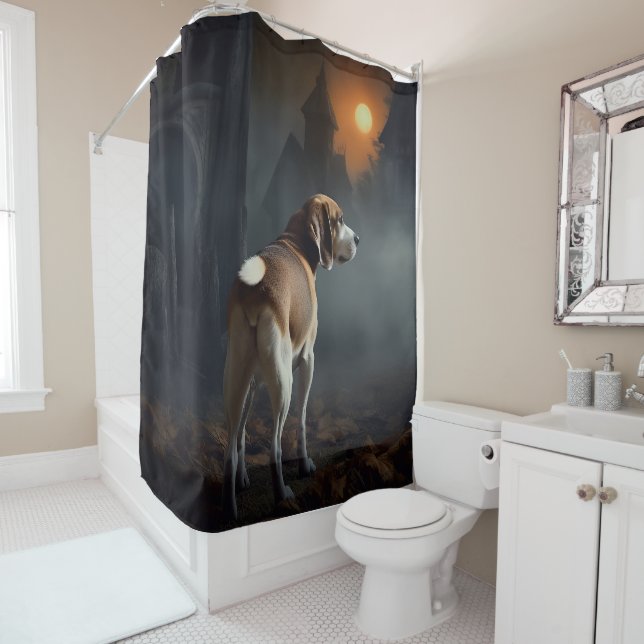 Rideaux De Douche Beagle Halloween effrayant (En situation)