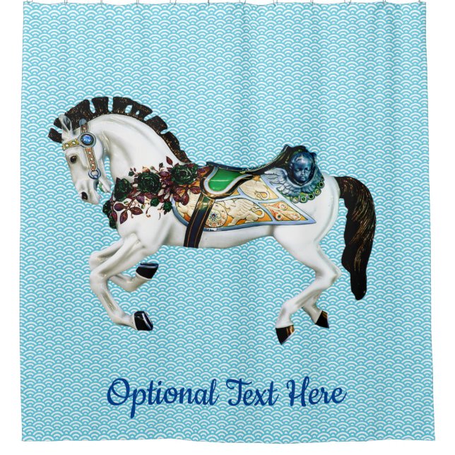 Rideaux De Douche Beau cheval blanc de carrousel (Devant)