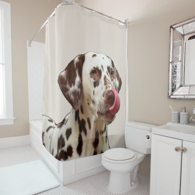 Rideaux De Douche Beau Chien Dalmatien Tan Brown Élégant (En situation)