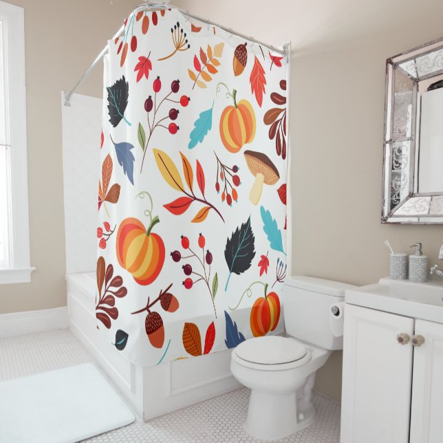 Rideaux De Douche Beau Motif d'automne (En situation)