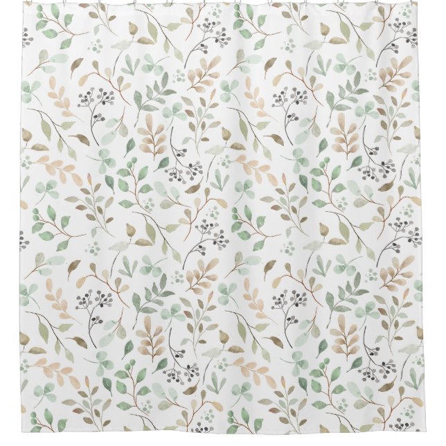 Rideaux De Douche Beau Motif de fleurs vert orange (Devant)