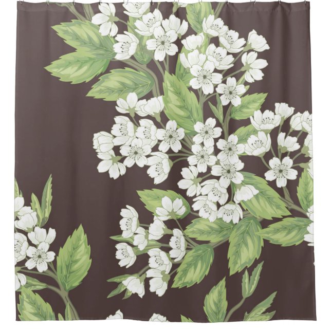 Rideaux De Douche Beau motif de printemps sans soudure avec ramifica (Devant)