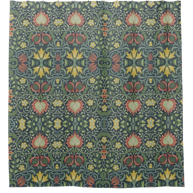 Rideaux De Douche Beau motif Vintage Floral rose jaune vert (Devant)
