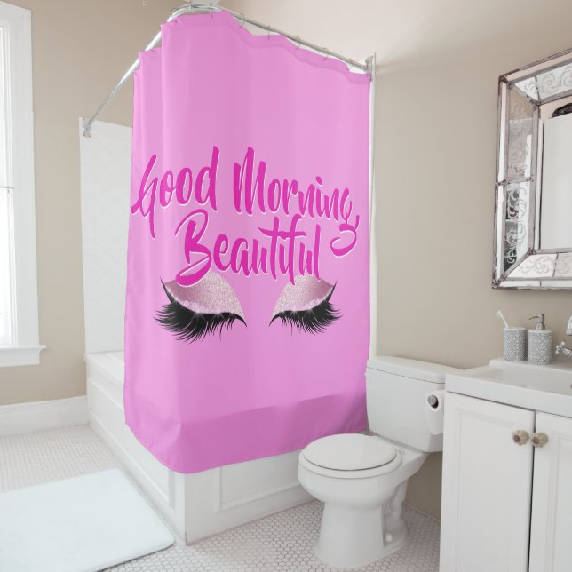 Rideaux De Douche Beau noir de rose de maquillage bonjour (En situation)
